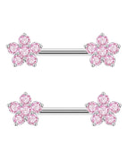 2pcs / Silver Pink Star