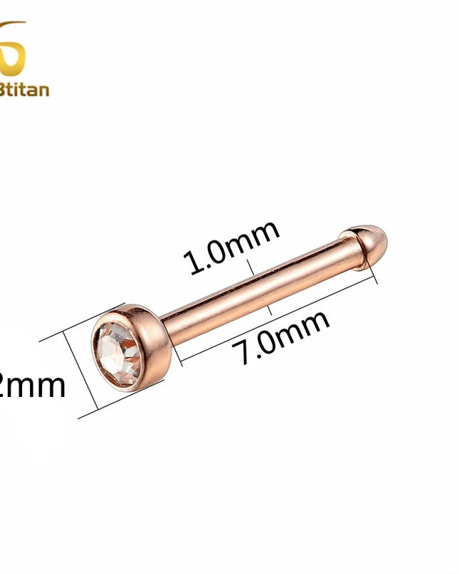Bright Zircon Nose Ring India Women Fashion Jewelry 18G Small Nose Stud G23 Titanium Nose Wing Piercing Jewelry Body Accessories