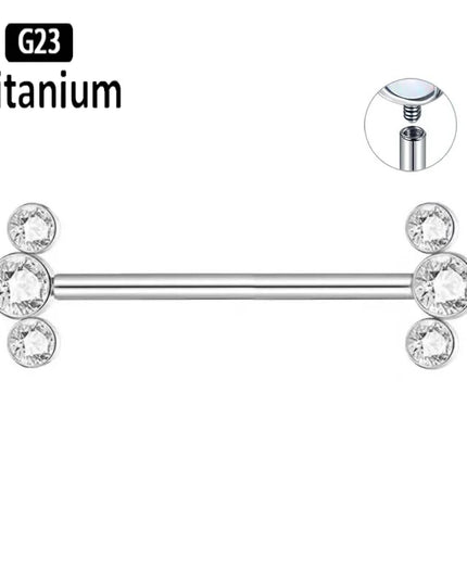 ASTM F136 Titanium Nipple Piercing Jewelry CZ Bezel Tongue Ring Nipple Bars Piercing for Breasts Sexy Piercing Jewelry for Women