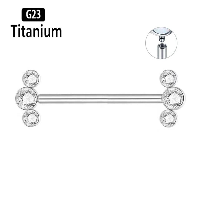 ASTM F136 Titanium Nipple Piercing Jewelry CZ Bezel Tongue Ring Nipple Bars Piercing for Breasts Sexy Piercing Jewelry for Women