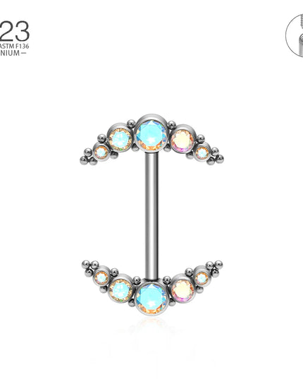 14G Nipple Rings G23 Titanium Barbell Zircon Nipple Shield Piercing for Women Girls Sexy Nipple Piercing Jewelry