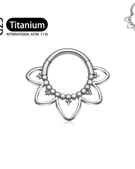 G23 Titanium Clicker Nose Rings Septum Ring Hoop Piercing 16G Flower Punk Gothic Round Cartilage Tragus Earring Body Jewelry