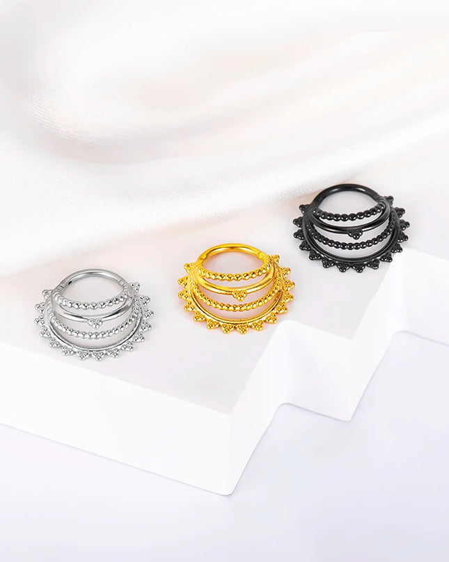 Doearko1PCS Elegant  Nose Rings Stainless Steel  Round Thorns Nose Rings Cartilage Hoop Earrings Segment Septum Clickers