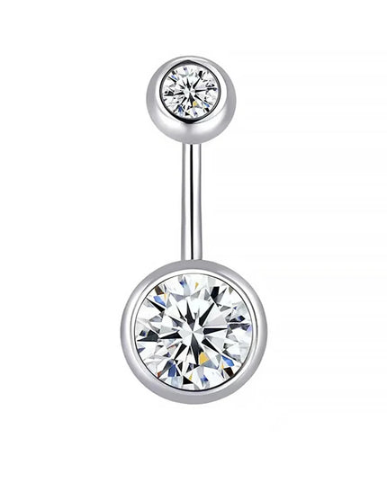 Double Gem Belly Button Rings Stainless Steel Crystal Rhinestone Navel Rings Barbells Studs Women Girls Body Piercing Jewelry