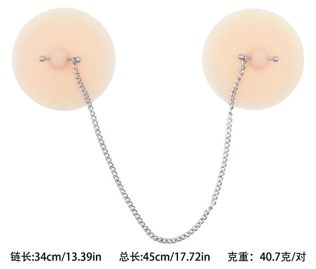 Women Nipple Cover with Faux Piercing Lingerie Breast Pasties Adhesive Chest Pad