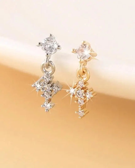 Dangle Nose Rings For Women Cross Zircon Nose Piercing Jewelry L Shape Nose Studs Body Jewelry Accessories