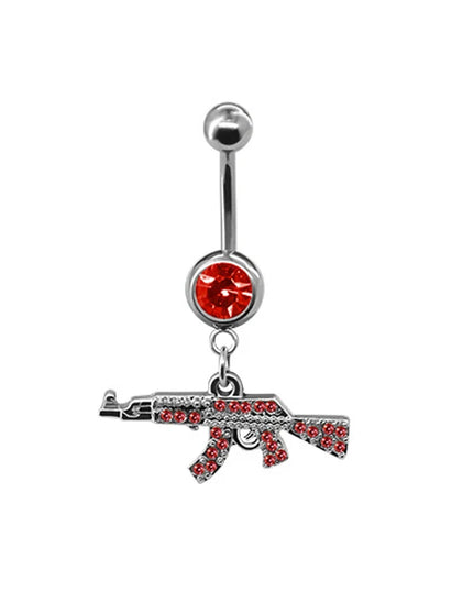Belly Button Rings Gun Piercing Navel Ring Clear Gem Navel Button Ring Body Jewelry Ombligo Nail Belly Piercing for Women Girls