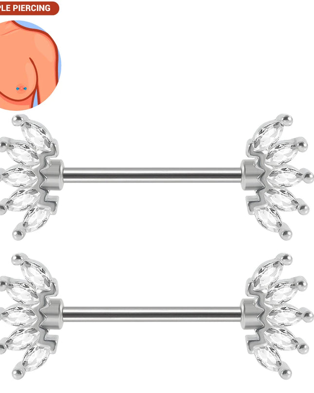 1pair Nipple Piercing Stainless Steel Nipple Rings CZ Butterfly Heart Nipple Barbell For Women Girls 16G Body Piercing Jewelry