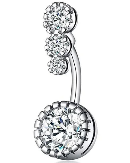 Zircon Crystal Belly Button Rings for Women Nombril Ombligo Navel Ring Surgical Steel Barbell Heart Round Body Piercing Jewelry