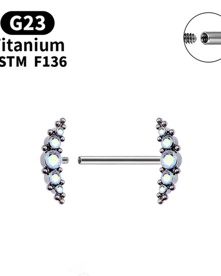1 Pcs G23 Titanium Nipple Piercing 14g Spiral CZ Barbell Nipple Ring Adult Game Bondage Sexy Body Piercing Jewelry Lover Gift