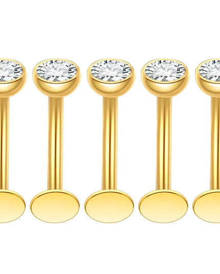 1/5PCS Titanium Curved Belly Button Rings 14G CZ Floating Belly Button Rings 10mm Navel Piercing Labret Lip Stud Women Jewelry