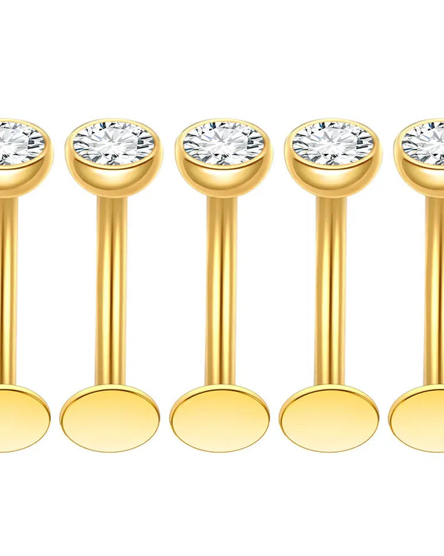 1/5PCS Titanium Curved Belly Button Rings 14G CZ Floating Belly Button Rings 10mm Navel Piercing Labret Lip Stud Women Jewelry