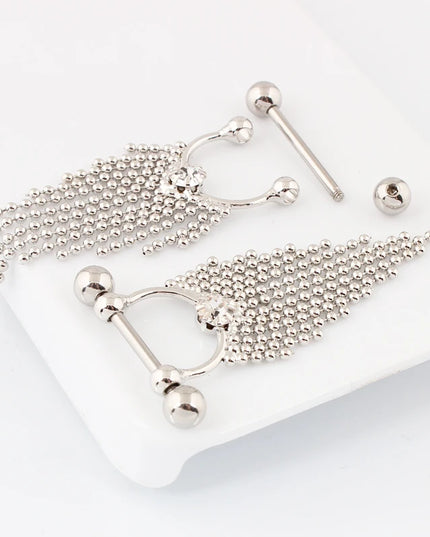 Retail 2 pieces/lot Tassel Nipple ring body Piercing jewelry 14G 316L surgical steel bar Nickel-free