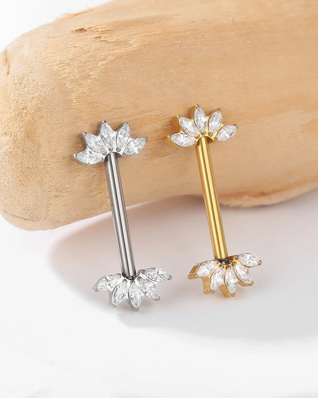 1Pc G23 Titanium Nipple Piercing Barbell Ring Flower Internally Threaded Nipple Shield Ring for Sexy Women Body Piercing Jewelry