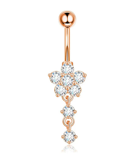 Dangle Belly Button Rings, 14G 316L Stainless Surgical Steel Cubic Zirconia Butterfly Heart Navel Ring Piercing Jewelry Barbells