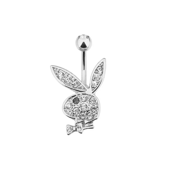 1pc Belly Button Rings Bunny Navel rings Gold color Rabbit Belly Rings for Women Gem stone Pink Bunny Fake Belly Piercing Ring