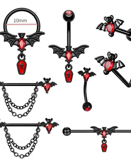 1-8Pcs Belly Button Rings for Women Steel Nipple Piercing Halloween Nose Rings Industrial Barbell Cartilage Earrings Stud Septum