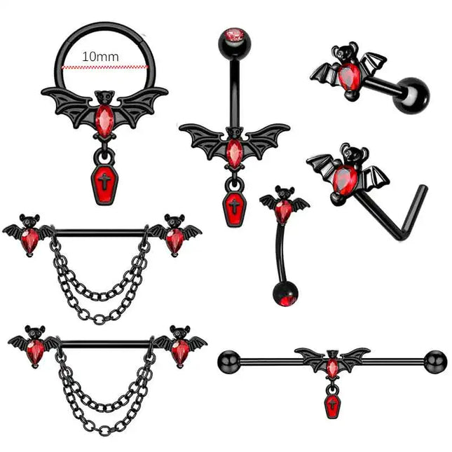 1-8Pcs Belly Button Rings for Women Steel Nipple Piercing Halloween Nose Rings Industrial Barbell Cartilage Earrings Stud Septum