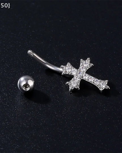 Chic Personalized Cross Pendant Belly Button Rings For Women, Sexy Navel Nail Body Jewelry Gifts