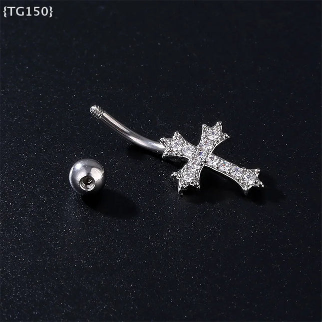 Chic Personalized Cross Pendant Belly Button Rings For Women, Sexy Navel Nail Body Jewelry Gifts