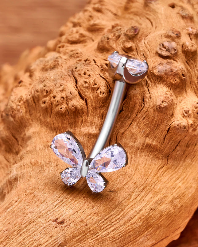 F136 G23 Titanium Belly Button Rings Hypoallergenic Internal Thread Butterfly Cloud Heart with Crystals Body Piercing Jewelry