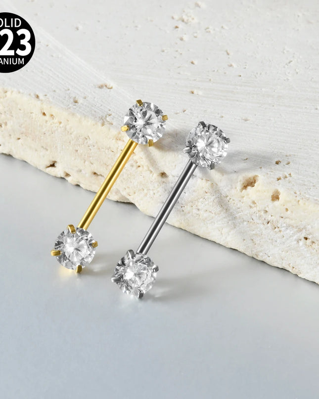 1PC G23 Titanium Double Clear Cz Nipple Rings Internal Thread Barbell Nipple Piercing Nipple Shield 16G Body Piercing Jewelry