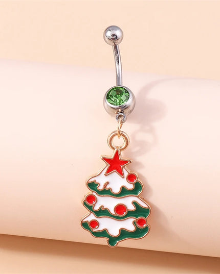 Cute Christmas Tree Belly Button Rings for Women Sexy Piercing Body Jewelry Navel Rings Girls Party Festival Jewelry Gifts