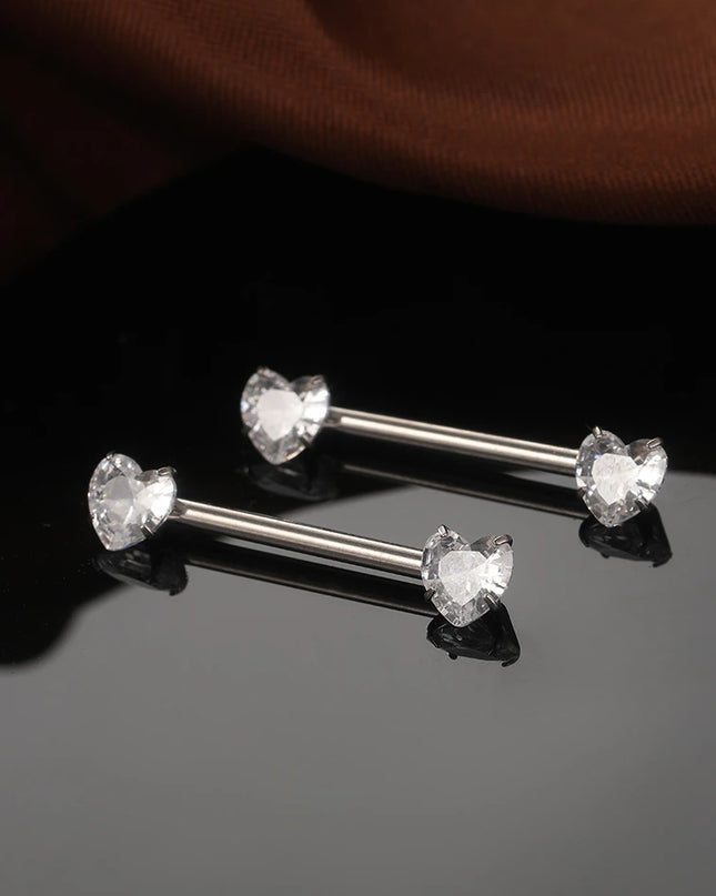 1/5PCS Titanium 14G Nipple Piercing Jewelry Crystal CZ Nipple Rings For Women Girls Heart Zircon Nipple Barbells Mamilo Piercing