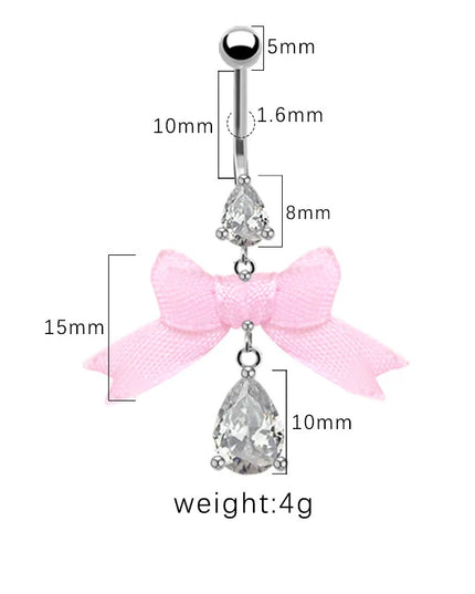 Beautiful Bow Belly Button Ring for Women Heart-shaped Belly Piercing Jewerly Surgical Steel Body Piercing Jewelry