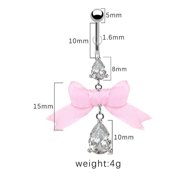 Beautiful Bow Belly Button Ring for Women Heart-shaped Belly Piercing Jewerly Surgical Steel Body Piercing Jewelry