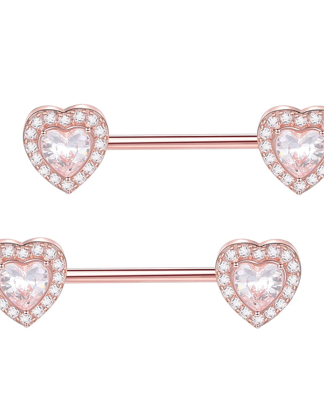 1PC Surgical Steel CZ Nipple Rings Piercing 14G Paved Zircon Heart Nipple Shield Rings Sexy Nipple Mamilo Piercing Women Jewelry
