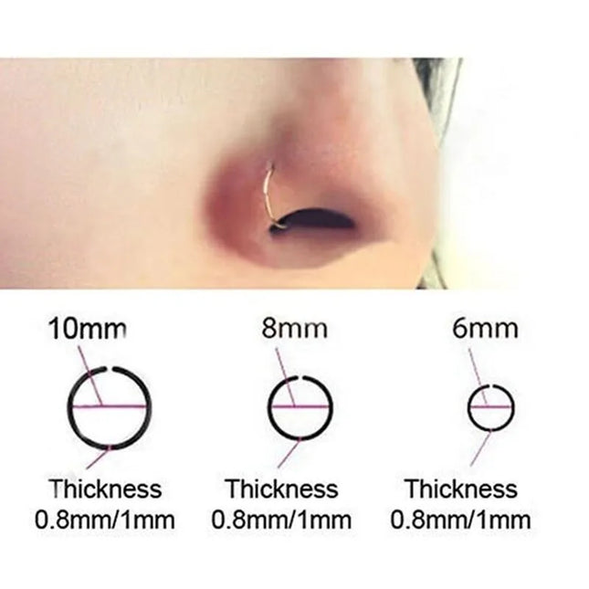 1/2pcs Nose Ring Clips Septum Ring Hoop Cartilage Tragus Helix Small Piercing Nose Rings  For Women Body Jewelry Accessories