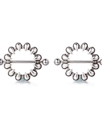 2PCS Surgical Steel Nipple Rings Piercing Jewelry Heart Women Sexy Hiphop Nail Clips Nipple Clamps Pierced Body Jewelry Gift