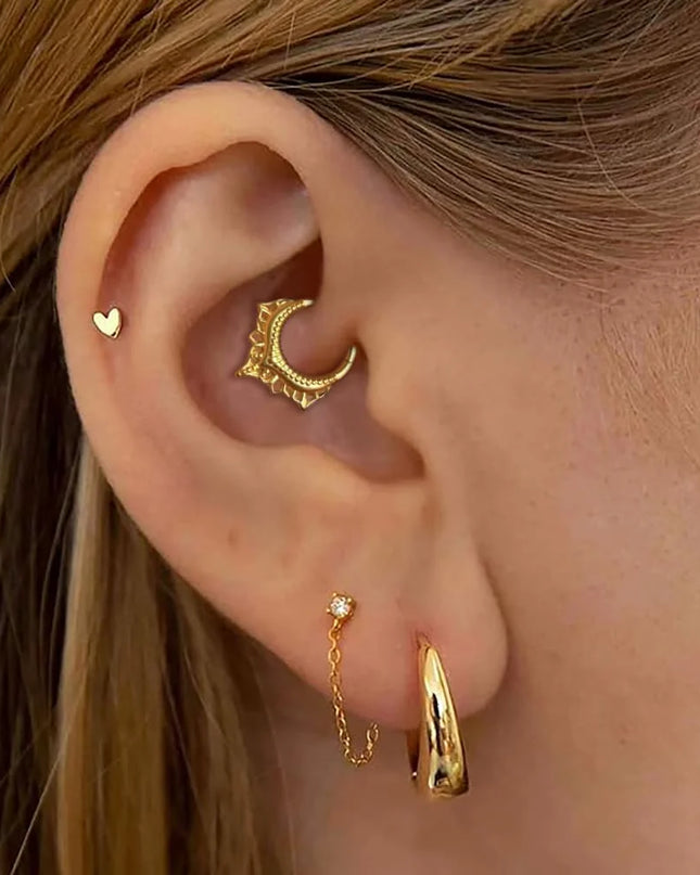 Giga 1PCS Vintage Stainless Steel Nose Rings Hinged Septum Earrings Cartilage Tragus Helix Hoops Body Piercing Jewelry
