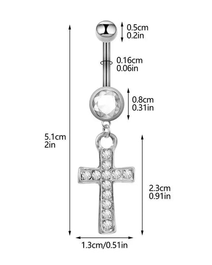Sexy Cross Belly Navel Piercing Stainless Steel Fashion Belly Ring For Women Body Jewelry