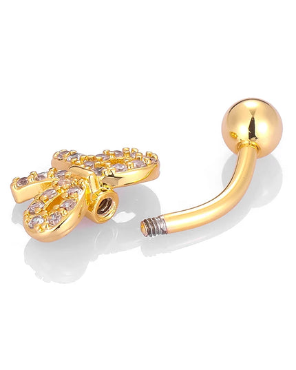 1PC 14G Surgical Steel Belly Button Rings Bow Butterfly Snake Cubic Zirconia Belly Button Barb Ombligo Piercing Jewelry
