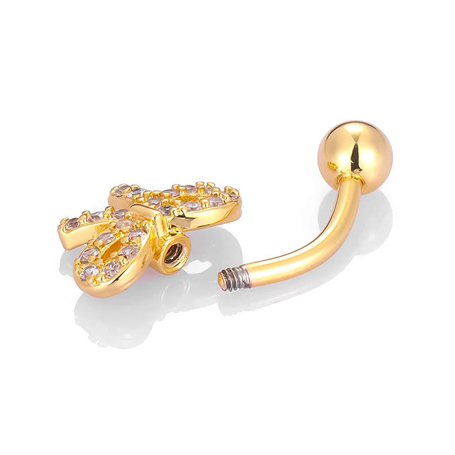 1PC 14G Surgical Steel Belly Button Rings Bow Butterfly Snake Cubic Zirconia Belly Button Barb Ombligo Piercing Jewelry