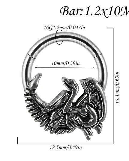 1PC Punk Many Style Black Oil Drip Hinger Septum Nose Ring Stainless Steel Ear Tragus Cartilage Daith Helix Earring Unisex Gift