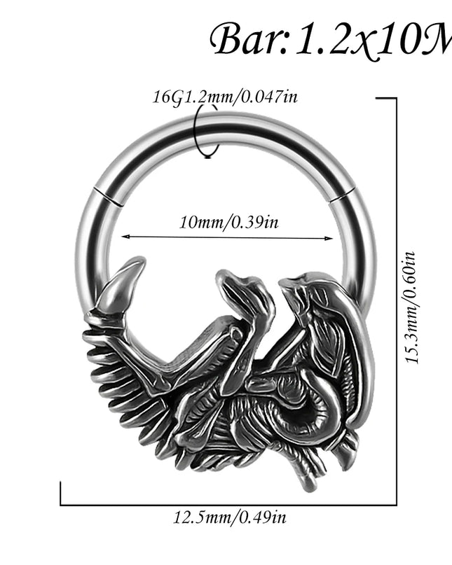 1PC Punk Many Style Black Oil Drip Hinger Septum Nose Ring Stainless Steel Ear Tragus Cartilage Daith Helix Earring Unisex Gift