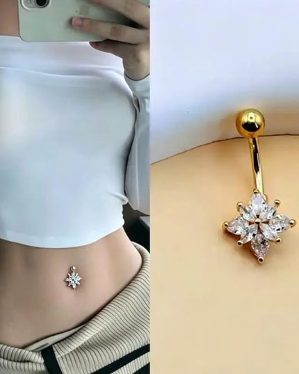 Steel Belly Button Ring Cute Devil Heart Cubic Zirconia Inlaid Hypoallergenic Navel Ring for Teen Girls Daily Use