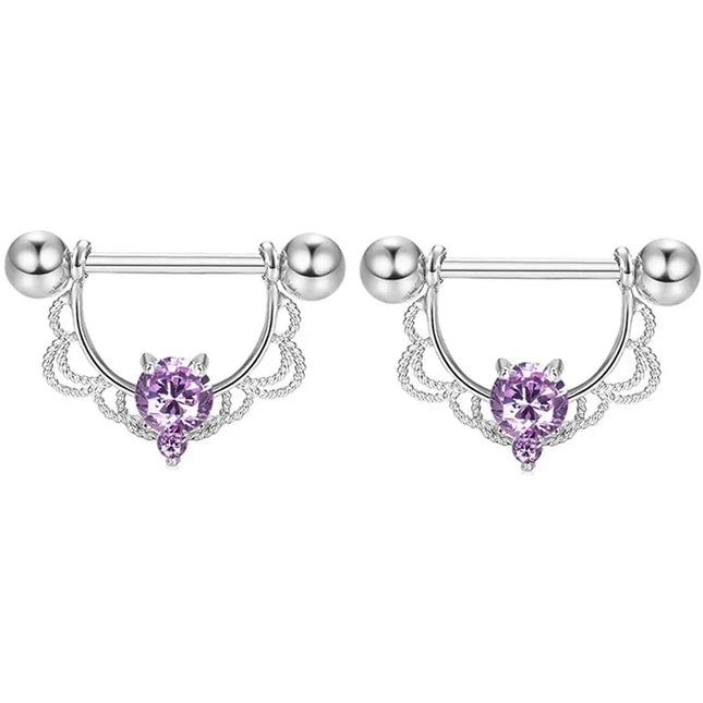 Pink Heart Nipple Piercing Barbell Set Shiny Crystal Nipple Rings Bulk For Women Flower Nippel Jewelry Pack Piercing Teton Lots