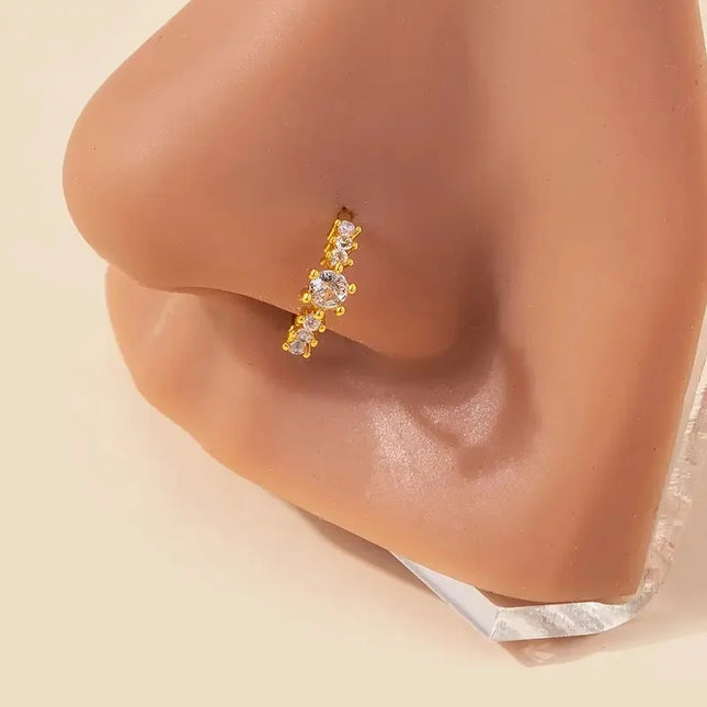 Simple Single Row Geometric S925 Silver Yellow Nose Ring Women's Body Perforated Ring Decorative Nails Daily Commuting