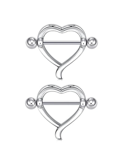 1Pair Heart Shaped Nipple Rings Piercing Jewelry for Women Sexy Clips Stianless Steel Nipple Ring Clamps Pierced Body Jewelry
