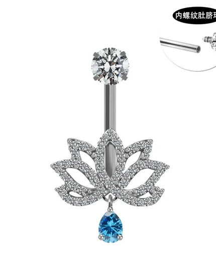 Fashion Crystal Belly Piercing Navel Ring Body Accessories Trigrams Flower Belly Button Piercing Ombligo Studs Jewelry