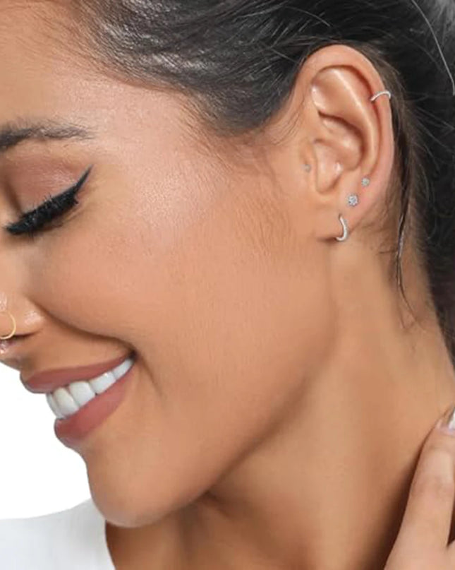 Gold Nose Rings for Women and Men, Clicker Septum Rings, Hoop Earrings, Suitable for Helix and Cartilage, Body Piercing Earrings