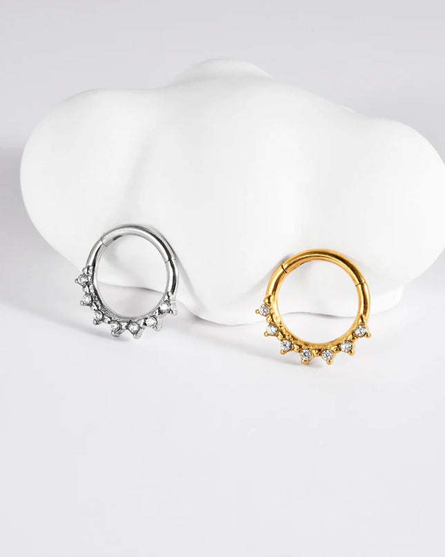 Stainless Steel Hinged Star Septum Clicker Nose Hoop Ring Flower Ear Tragus Stud Catilage Daith Helix CZ Earrings Piercing 16G