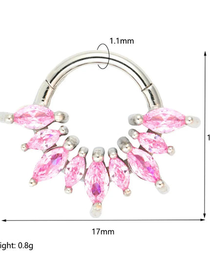 1/4 Pcs 316 Stainless Steel Closed Hinge Inlaid Purple, Pink, White, Orange 5A Zircon Pierced Nose Ring Earrings