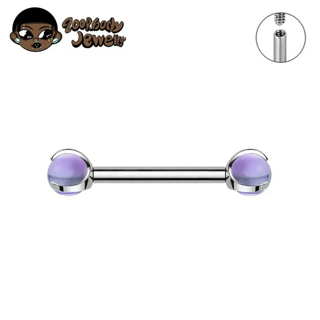 ASTM F136 Titanium Nipple Piercing 14G Internally Threaded Straight Barbell with Crystal Tongue Ring Nipple Industrial Piercing