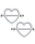2pcs / Silver White Heart1