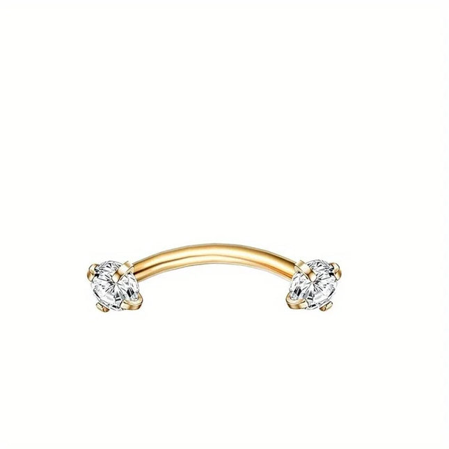 Drperfect Piercing Jewelry 16G Surgical Steel  Curved Barbell Eyebrow Rings Lip Belly Button Piercing Heart Moon Earrings